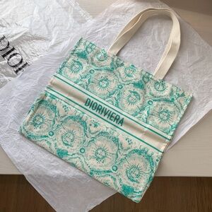 GWP Dior Riviera Canvas Tote Bag in Turquoise